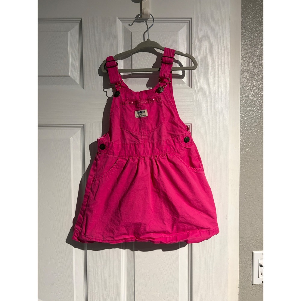 OshKosh Bgosh Girls 5T Hot Pink Vestbak Overall Jumper Dress Corduroy Twill